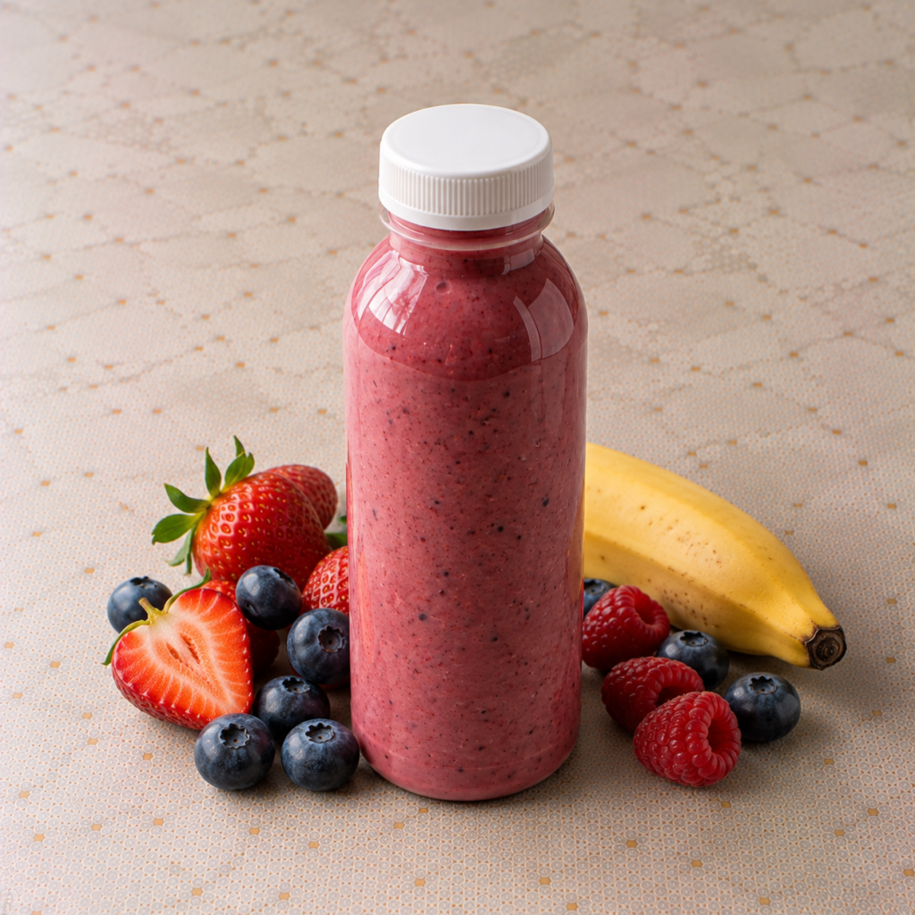 berry smoothie with fresh fruit
